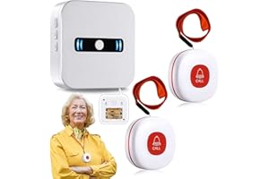 DAYTEE DAYTECH Portable Wireless Personal Alarms for Elderly Panic Alarm with Battery Power,Call Button & Caregiver Pager with IP55 Waterproof Button,1 Portable Receiver 2 Call Buttons