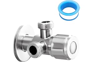 GUDALEA Vanne d'Angle 1/2", avec Ceinture Brute, Valve de Régulation d'Angle Auto-étanche, avec Deux Sorties 1/2", Raccordement à L'eau, pour Robinetterie, Lavabo, Cuisine, Salle de Bain