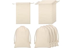 HUAJIAO 50 Stück Stoffbeutel zum Bemalen, 15x10cm Stoffsäckchen mit Zugband DIY Baumwollbeutel Klein Säckchen zum Befüllen Adventskalender Kindergeburtstag Hochzeit