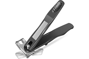 Irikdescia Cortaúñas giratorio de 360 grados, acero inoxidable, antideslizante, con lima de uñas, multiángulo, cortaúñas para uñas gruesas, para hombres, mujeres, ancianos (negro)