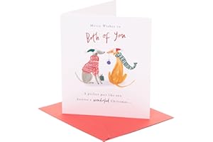 UK Greetings | Christmas Card for Both of You | Xmas Presents | Her/Him | To Both Whippets | With Envelope | 18.4 x 15.9 cm