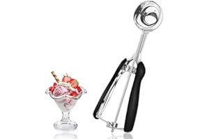 GVIVEJ Eisportionierer, Eisportionierer aus Edelstahl 304, Durchmesser 5 cm, Eisportionierer aus Edelstahl für Fruchteis und Keksteig (Schwarz)