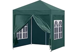 OFCASA 2M Pop Up Garden Gazebo with Side Panels Outdoor Party Tent with Carry Bag Awning Canopy Shelter for Outdoor Camping Wedding, Green