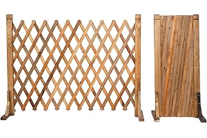 tonchean Paquete de 2 paneles de valla expansibles de madera extensible de 34 a 160 cm, panel de madera plegable independiente para interiores y exteriores, jardín, patio, mascotas, 80 cm de altura