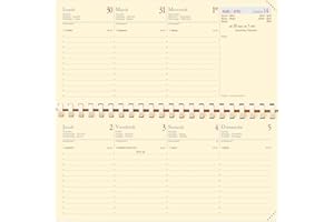 Quo Vadis - Recharge Agenda - Spiralé - 2026 - Planital - Semainier Planning - Français - 12 mois et 1/2 de mi-décembre à décembre - 8,8x17 cm - Papier Clairefontaine ivoire - Fabrication française