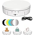 MQFORU Motorized Rotating Display Stand, 360 Degree Turntable Display Stand for Photography Products Shows, Toys, Jewelry, Craft fairs, Battery/USB Power Supply 5.74inch /22LB(10kg) Load (White)