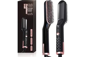 UKLISS Brosse Lissante pour Cheveux, 3 en 1 Brosse Chauffante Fer a Lisser Lisseur Barbe, Anti-Brûlure Ionique & Céramique, 30S Chauffage Rapide, Température Réglable 150°C à 210°C pour Homme et Femme