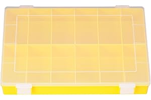 ‎HÜNERSDORFF hünersdorff Sortimentskasten PP-Classic mit 12 Fächern | stabile Sortierbox für Schrauben und andere Kleinteile | feste Facheinteilung | 22,5 x 33,5 x 5,5 cm, gelb