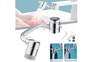 1080° Schwenkbarer Wasserhahn Verlängerungshahn,Drehbarer Multifunktionaler Wasserhahn Aufsatz,Spritzfilter Verlängerung Luftsprudler,2 Wasserauslassmodi für Küche,Bad,Universeller Wasserhahnanschluss