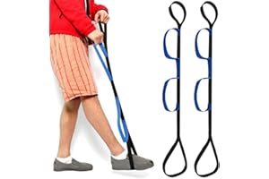 DIFLAX 2 Piezas Correa Elevadora de Pierna,Elevador Rígido de Pierna para la Recuperación después de Cirugía de Reemplazo de Cadera y Rodilla,Elevador de Pie para Entrar y Salir del Coche(negro)