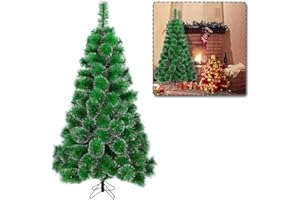 YUENFONG Sztuczna choinka, 120 cm, PCW, zielona, z białą stroną, igły sosnowe, szybki montaż, składana choinka ze stojakiem, dekoracja bożonarodzeniowa (biała strona igły sosnowej, 120 cm)