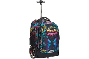 UNIKER Rollbare Laptoptasche für 14 Zoll Laptop, Rollbüchertasche für Teenager, Büchertasche mit Rädern, Schultasche mit Rädern, Schmetterling