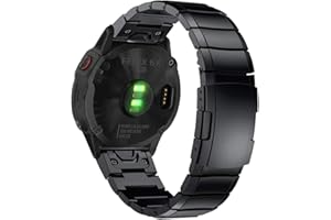 YOOSIDE Pasek do zegarka Fenix 5X / Fenix 6X / Fenix 7X, QuickFit 26 mm, metalowa klamra bezpieczeństwa, pasek do zegarka Garmin Enduro, Fenix 3, Quatix 3, czarny, QuickFit 26