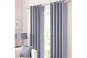 Kinfolk Textile Blackout Thermal Eyelet Ring Top Insulated Pair of Curtains Including 2 Tiebacks (Grey Silver, 66" x 90")