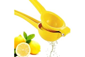 TRABAG Presse-citron - Presse-agrumes manuel en métal de qualité supérieure - Avec poignée - Presse-agrumes - Presse-agrumes - Passe au lave-vaisselle (jaune)