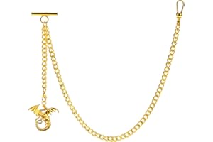 ZTA Albert Kette Taschenuhr Kette Weste Kette für Männer FOB T BAR mit Schwenkverschluss mit Altes Drachendesign Anhänger FOB Charme