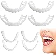 2 Pairs Snap on Veneers Dentures Fake Teeth, Temporary Veneers Teeth Top and Bottom Set, False Teeth Clip in Veneers Kit Comfortable Dentures for Men and Women Regain Confident Smile