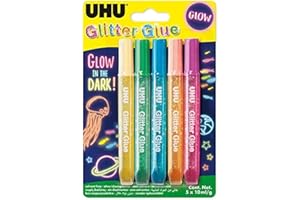 ‎UHU UHU Glitter Glue GLOW IN THE DARK, Tuben 5x10ml