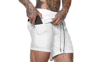 ASKSA Short 2 en 1 pour Homme Short de Course Double Pantalon de Sport Court Hommes Décontracté Jogging D'entraînement Fitness Leggings