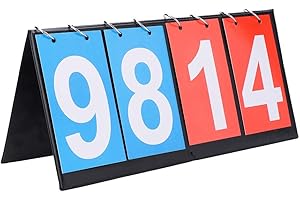 VARUN DEWIN 4 Digit Anzeigetafel, Scoreboard Tischtennis Zähltafel für Sportwettkämpfe für Tischtennis Basketball Badminton (4 Digit Rot Blau)