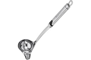 Bergner Gizmo | Louche à Sauce | en Acier Inoxydable Robuste | Louche pour Servir la Sauce contenance 40 ML avec Anneau de Suspension | Manche Ergonomique | Taille 29 cm, Argent