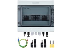 DIHOOL Protezione solare PV da sovratensione, scatola di collegamento DC1000 V, 2 x 1 stringa, protezione da fulmini per impianto fotovoltaico, IP65, alloggiamento (2 in,2 out)