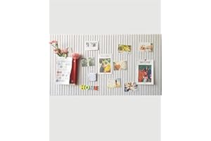 Rokeblau 60 x 40cm Bulletin Board, Decorative Felt Pin Board, 0.35“ Thick Foldable Photo Display Board with Self-Adhesive Tape, Vision Board for School Home Kitchen Office Walls - Beige