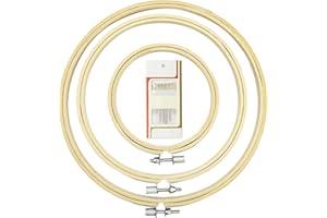 LAMXD 3 Cerchi in Bambù per Ricamo a Punto Croce - 3 Misure per Cucito Artigianale Con Aghi da Ricamo Con Occhio Dorato