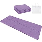Dexpally Folding Yoga Mat, Lightweight Portable Yoga Mat, 183 x 61 x 0.5 cm, Non-Slip Portable Fitness Mat with Carry Bag for