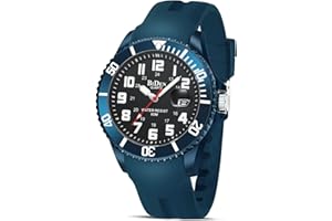 HANPOSH Orologio Uomo Giapponese Analogico Al Quarzo Impermeabile In Gomma Siliconica Con Data Luminosa Per Attività All'aria Aperta Per Uomini e Uomini Per Papà