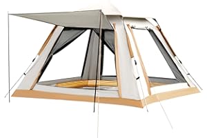 Cathpetic Camping Tent for 4 Person Waterproof with Awning,Pop up Tent Quickly Assemble,Family 4 man Tent Spacious comfortable Four Door Opening Equipped with Mosquito Proof Door Curtains