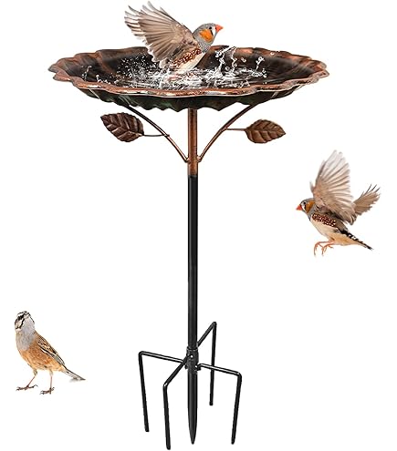 wildlife home Grote vogeldrinkbak staand op stang | Vogelvoederdispenser met aardpen voor tuin, balkon | Vogelbad vorstbestendig van gietijzer, voederstation voor vogels, wilde vogels