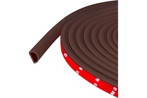 PROTALWELL Joint de porte autocollant en silicone en forme de D pour cadre de porte/fenêtre, brun (9 mm de large x 6 mm de haut), Longueur 6 m