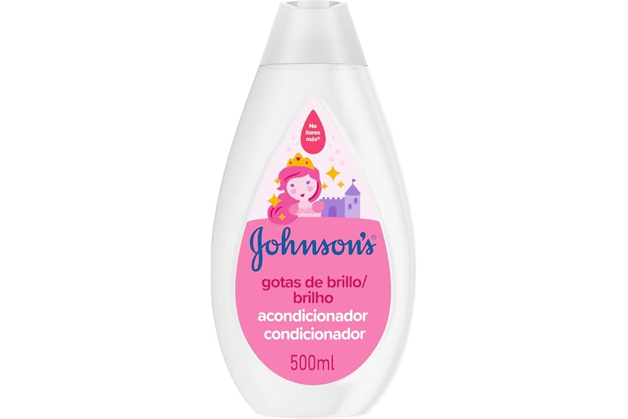 JOHNSON’S Kids Acondicionador Brillo y Fuerza (500 ml), acondicionador pelo para niños con aceite de argán y proteínas de sed