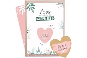 Manahia Carte à gratter Tata Coeur | Future Tante - Tu vas être tata | Avec enveloppe Kraft | Carte à gratter Annonce Naissance - Futur tonton - Future tata - Annonce Grossesse Tante