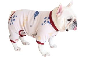 BT Bear Fat Dog Clothes,Autumn Winter Soft Warm Dog Pajamas Jumpsuit Pug Bulldog Onesies Clothes Costume for Cats Puppy Small Dogs (Milk White,M)