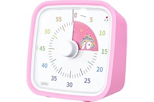 Xinbeiya Minuteur Visuel Licorne avec étui de Protection, Unicorn Timer Enfant Compte à Rebours de 60 Minutes Minuteur pour Enfants et Adultes, Outil de Gestion du Temps Silencieux(Rose)