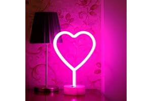 Aslanka Cœur Enseigne lumineuse au LED - décoration murale veilleuse USB/néon à piles pour anniversaire cadeau fête enfants salon décoration