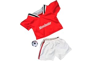 TEDDY MOUNTAIN Manchester Soccer Outfit with Ball Teddy Bear Outfit (16")
