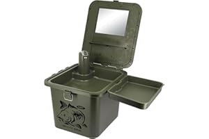 NGT Bivvy - Fregadero con grifo automático y contenedores de agua, estación de higiene compacta para exteriores, para pesca, camping, limpieza, espejo y bandeja incluidos