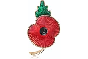 Danshinbow Broche Papaver de la Légion britannique Ondulations du Souvenir Tige de Coquelicot Doré Broche pour Femmes et Filles, Métal