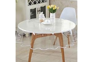 A2ZWORLD Nappe en PVC, transparente, nappe laminée, imperméable, rectangulaire ou ronde, film de protection en PVC lavable (rond diamètre 140 cm)