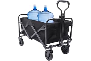 Vikbar trädgårdsvagn, strandvagn med 5 tums gummihjul, justerbart handtag och 2 mugghållare, för strand, trädgård, shopping o