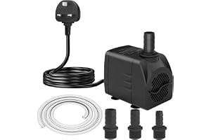 Knifel Submersible Pump 1500L/H 25W Dry Burning Protection with Ultra Quiet Design 2m High Lift for Fountains, Hydroponics, P