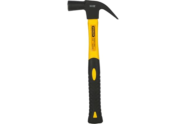 STANLEY 51-186 16"/40.6cm FIBREGLASS Nail Hammer, 450 gms, Used to Drive Nails, Fit Parts & Break Objects, Made of Steel, Exclusive Rim Temper Reduces Incidences of Chipping or Spalling