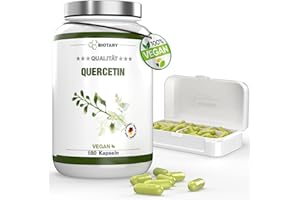 BIOTARY Quercétine – 500 mg – 180 gélules – 6 mois – Avec boîte à pilules – Vegan – Extrait de fleur de Sophora du Japon 95% - Sans additifs