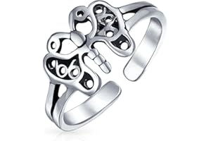 Bling Jewelry Garden Insect Nature Filigree Butterfly,Snake, Lizard, Lucky Red Ladybug Midi Band Toe Ring For Women Teens Oxidized .925 Silver Sterling Adjustable