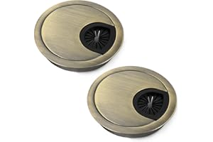 QWORK® 2 Pcs Passe Câbles Bureau 60mm, Cache Trou de Câble Passe Fil en Alliage de Zinc pour Bureaux et Plans de Travail (Bronze)