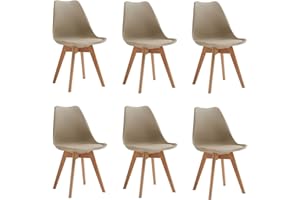 DEYARNA HOME Set di 6 Sedie da Pranzo Moderne, Sedie Imbottite per la Sala da Pranzo, Sedie da Cucina Scandinave con Gambe in Legno di Faggio (Marrone)
