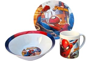 CARTOON 3-częściowy zestaw ceramiczny spiderman marvel miska miska talerz obiadowy dla dzieci w opakowaniu